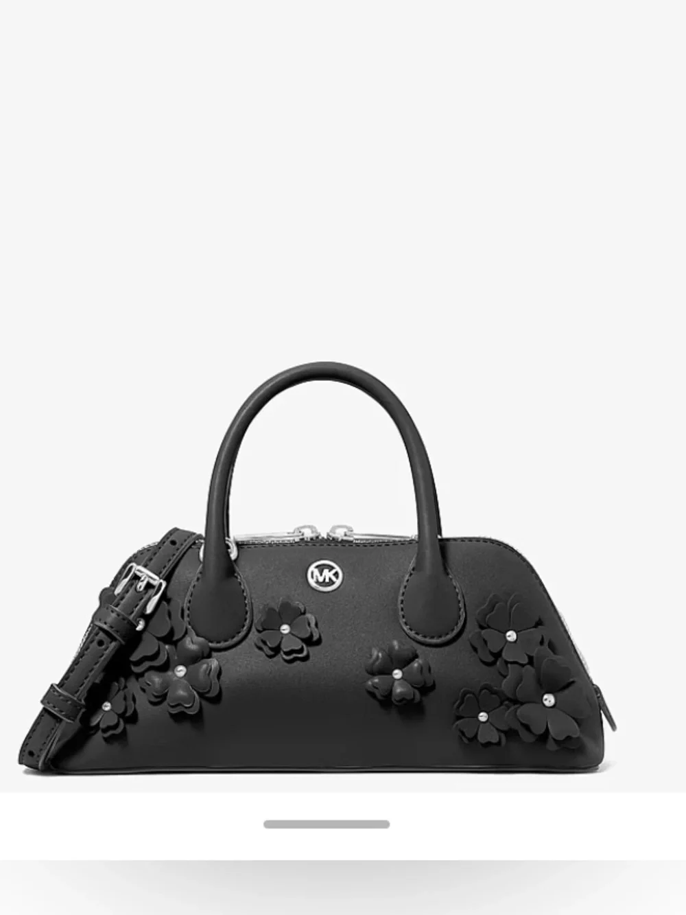 Michael Kors Petra Small Floral Embellished Crossbody Bag balck and silver